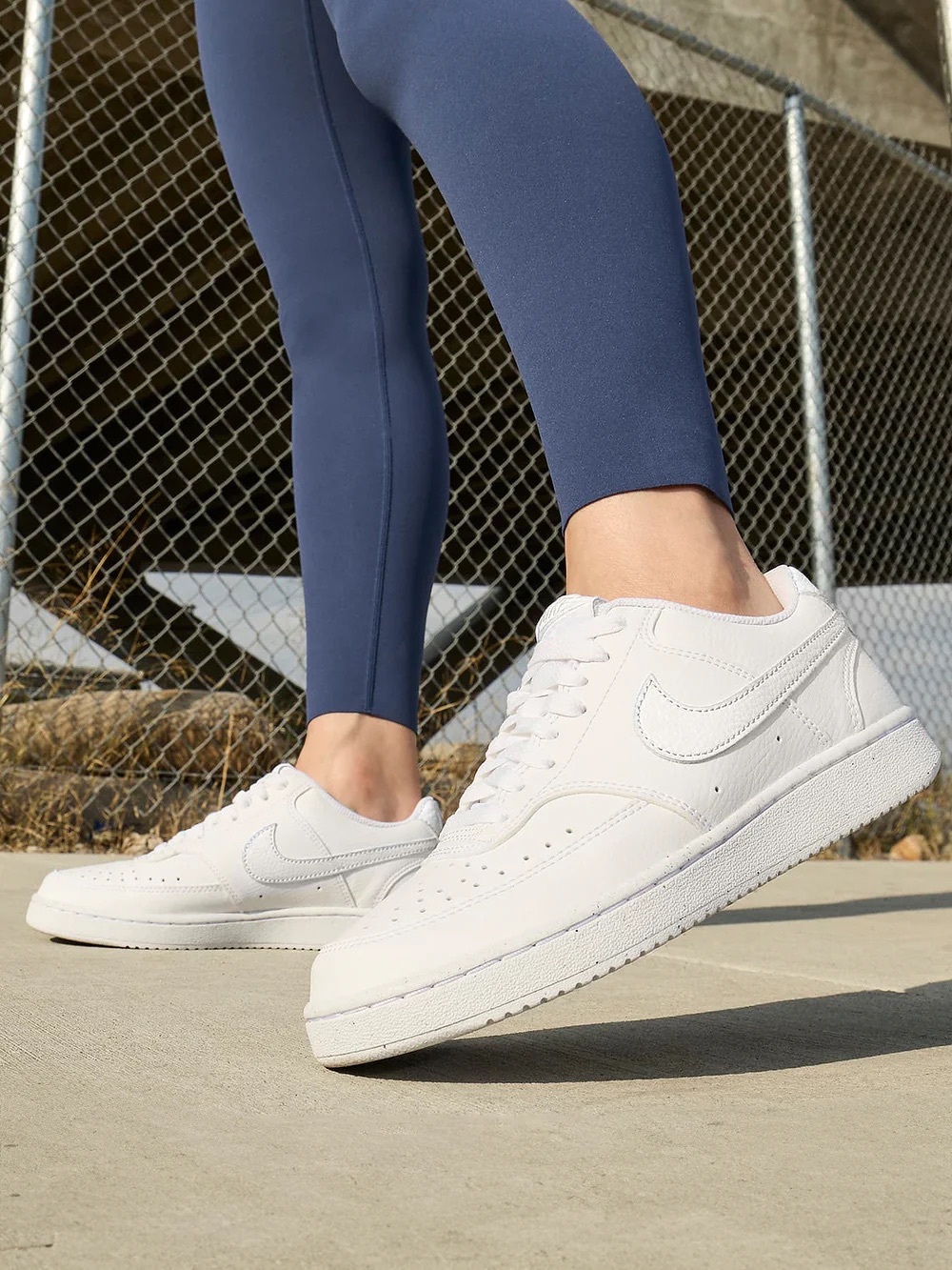 Nike Women’s All-White Low-Top Court Vision Leather Sneakers